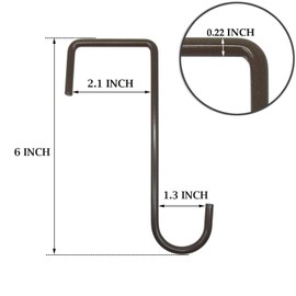 Vinyl Fence Hooks Patio Hooks Brown - 8 Pack 2 x 6 inch, Hangers for Indoor & Outdoor Hanging Lights, Plants & Planters, Bird Feeder, Decorations, Sprinkler, Hose