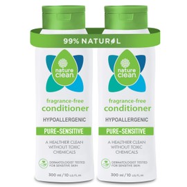 Nature Clean All-natural Sulfate-Free Conditioner For Women & Men. 99% Natural Ingredients Non-Toxic Fragrance-Free Hypoallergenic & Unscented. Gentle Color Safe For Color-Treated Hair 10 oz - 2 pack