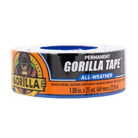 Gorilla Gorilla All Weather Duct Tape, Black, 1.88" x 25 yd (Pack of 1) - UV and Temperature Resistant Waterproof Tape for Outdoor Repairs
