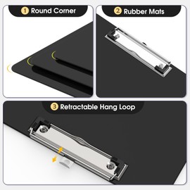 Macroclo Plastic Clipboards, Black Clip Board 8.5x11 for Classroom, Students, Kid, Woman, A4 Clipboard Size 9" x 12.5" with Low Profile Clip, Office & School Supply.