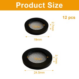 ZAMXHUG 12pcs Rubber Washers Seal with Strainer Filter Net - Shower Head Seal Shower with Filter Net, 24 x 16 mm Diameter/19 x 12 mm Diameter for 3/4 Inch 1/2 Inch Inlet Hose Thread Connection