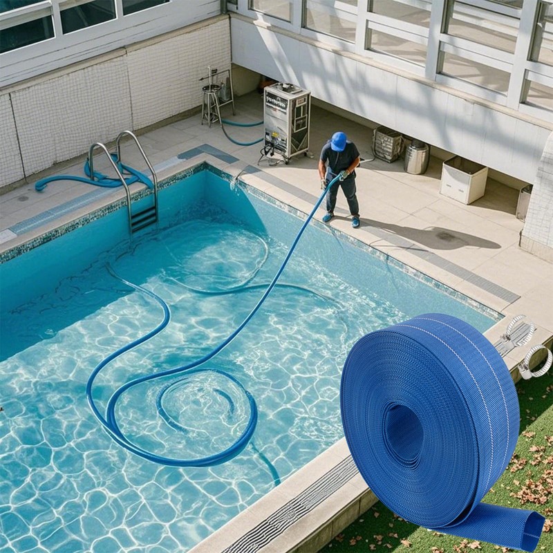 Pool Backwash Hose, Heavy-Duty PVC Hose, Lay Flat Discharge Hose,Flexible