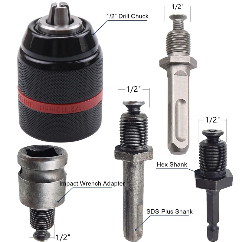 ROOCBIT Keyless Drill Chuck Metal Heavy Duty 1/2" - 20UNF