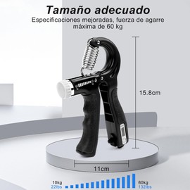 Fortalecedor de Agarre,3 en 1 Ejercitador de Antebrazo Set,con Contador,Ejercitador de Mano,Hand Grip Ajustable,Kit de Entrenamiento para Ejercicio Mano,para Tratamiento y Recuperación de Dedos(Negro)