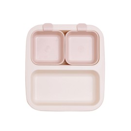 NESTIQUE Mini Plate for Baby | Non-Slip Suction Baby & Toddler Plate | BPA-Free Kids Dinnerware | Divided Design | Heat Resistant Microwave and Dishwasher Safe (Vanilla Pink)