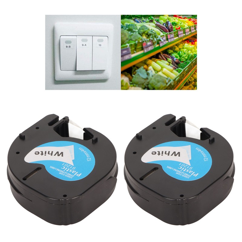 2Pcs Label Maker Tape 12mm Wide 13ft Long Waterproof Oil