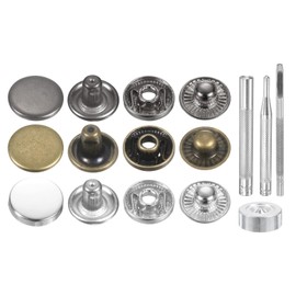 HARFINGTON 24Set Leather Snaps Fasteners Kit 12.5mm Brass Press-Stud Cap Button Metal Snap Buttons with 4 Install Tools for Coats Bags Leathers Marine Boat Canvas, 3 Colors
