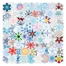 100Pcs Christmas Decorations Snowflake Stickers for Christmas Winter Holiday Stickers for Kids Adults Gifts Water Bottle Laptop Cup DIY Art Xmas Party Decoration Waterproof Vinyl Cute Cartoon Sticker