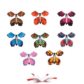Pack of 8 Flying Butterflies, Magic Flying Butterflies Toy, Children's Birthday Surprise Gift, Rubber Bands Flying Butterfly for Wedding Decoration, Children's Birthday etc. (8 Colours)