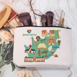 MEIKIUP South Africa Travel Gift South Africa Symbols Travel Cosmetic Bag South Africa Vacation Gift (CA South Africa bag)