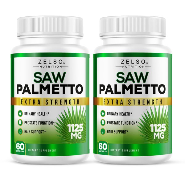 (2 Pack) Saw Palmetto Prostate Supplement for Men, 3-in-1 Benefits,