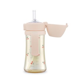 GROSMIMI Flip Top Spill Proof Sippy Cup, PPSU, BPA Free, 10 oz, Stage 2 Straw for Toddlers (Cherry)