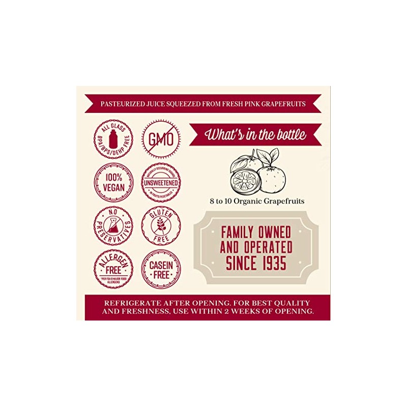 Lakewood Organic PURE Pink Grapefruit Juice, 32-Ounce Bottles (Pack of