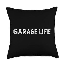 I Can't Leave the Garage Man Woman Husband Wife Garage Life Car Mechanics Father's Day Birthday Gift Idea Throw Pillow, 18x18, Multicolor
