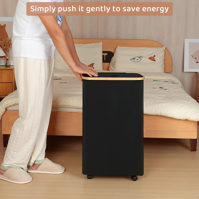 Merkisa Slim Laundry Basket with Wheels,Narrow Hampers for Laundry,Freestanding Laundry