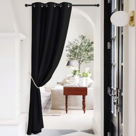 NICETOWN Door Curtain for Doorway Privacy,Curtains 95 Inch Length,Room Divider Curtain Cover,Blackout Doorway Curtain Temporary Insulated Closet Curtain for Bedroom, Black, 42" Wide, 1 Panel