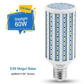 LED Corn Light Bulb 500W Equivalent 60W 6000Lumen 6500k E39 Mogul Base LED Corn Bulb Large Area Cool Daylight White Corn Lamp for Indoor Outdoor Garage Warehouse Factory Workshop Backyard Barn