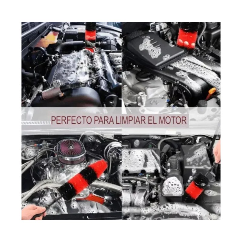 Cepillo Limpiador Rines Motor Cerdas Suaves Largo Flexible