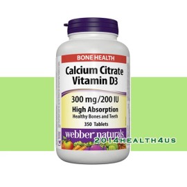Webber Naturals - Calcium Citrate with Vitamin D3 300 mg / 200 IU, 350 Tabl