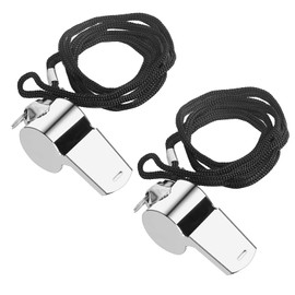 YCICHE 2 Stück Pfeife,Edelstahl Sportpfeifen,Trillerpfeife Laut Notfall,Metall Schiedsrichter Pfeifen mit Schlüsselband,Whistle Ideal für Schulsport,Fußball,Hundetraining,Sportunterricht (Silbrig)