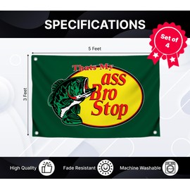 Set of 4 Decorative Home Wall Flags 3x5 Feet with Four Brass Grommets - Christian Religious Cool Wall Flag - Welcome To The Shitshow Tapestries Banner - Pirate Cat Skull and Crossbone Home Flags