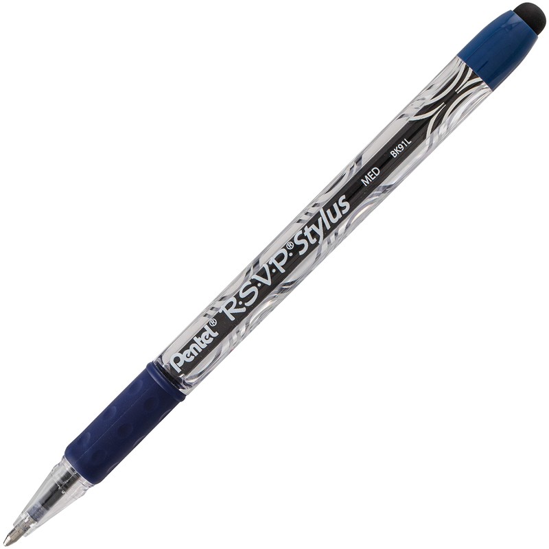 Pentel Rsvp Stylus Ballpoint Pen, Medium Line, Blue Ink, Pack