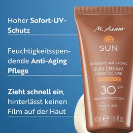 M. Asam SUN Intensive Anti-Ageing Sun Cream Face SPF 30 (50 ml) - Face Cream with Instant Protection Against UVA & UVB Radiation, Prevents Sun-Related Skin Damage, with Aloe Vera & Coconut Water
