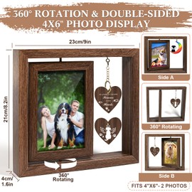 CGJCYAO Dog Memorial Picture Frame, Pet Memorial Gifts for Dogs, Rotating Wooden Dog Memorial Frame 4x6 inch, Dog Memorial Gifts for Loss of Dog, Rainbow Bridge Pet Loss Sympathy Gift for Dog Lovers