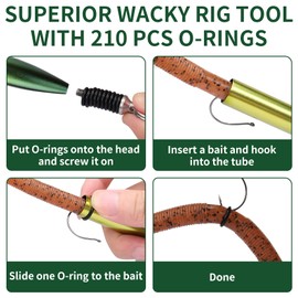 TRUSCEND Gradient Fishing Wacky with Silicone O Rings 210Pcs for 3"-4" and 5"-7" Worm Lures, Ultra-Smooth Downriggers Tube for Easy Installation and Great Protection of Stick Lure, Must-Have Gear