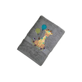 SNAAN 600 GSM, Pure Combed Cotton Giraffe Towel for | Ultra Soft, Super Absorbent Luxury Bath Towel with Attractive Cartoon Animal Design for, Boys & Girls (Grey)