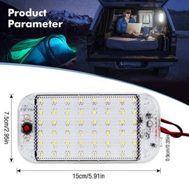 Intckwan Pack of 4 12V-85V Car Interior Lighting LED, 48 LEDs Car Interior Lighting with On/Off Switch, Interior Lighting for Car, Motorhome, Truck, Van, Boat, Caravan
