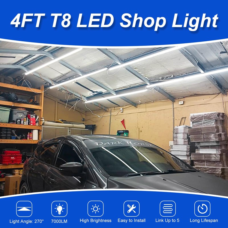 XLNYUUI Led Shop Lights, 4FT LED Light 50W 6500K 7000LM