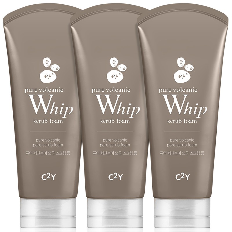 씨투와이 C2Y 퓨어 아쿠아휩/화산송이/그린티 클렌징 폼 120ml 3개 번들 세트