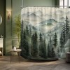 QGHOT Mountain Shower Curtain Green Forest Nature Shower Curtains for