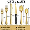 72 Pcs Gold Silverware Set with Steak Knives, Stainless Steel