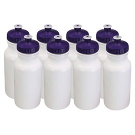 Pinnacle Mercantile Sports Squeeze Plastic Water Bottles Purple Push/Pull Cap 20 Ounce Bpa-Free Set 8