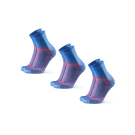 DANISH ENDURANCE 3 Pack Running Socks for Long Distances, Quarter, Men & Women, Light Blue/Orange, US Women 8-10 // US Men 6.5-8.5