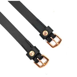Equine Smile ES4010 Spur Rhymes with Rhinestone Crystal Made of Leather for Spurs Replacement Straps Accessories Horse Sport Straps Riding Spur Straps Fixing Riding Spurs (Black Leather/Rose Gold