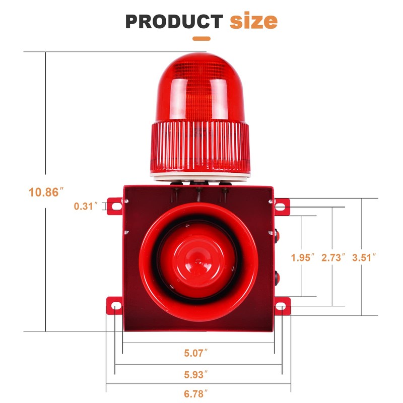 Saladulce 120dB Adjustable Loud Siren Alarm, Industrial Sound & Light