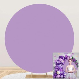 OERJU 6.5x6.5ft Purple Round Backdrop Cover Lavender Purple Circle Photography Background Solid Color Round Stand Backdrop Birthday Baby Shower Party Decorations Adult Kids Portrait Photo Booth Props