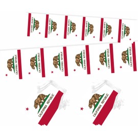 LUSEOAN 2 Packs California Mini Flag Banner String Calif.CA Small Miniature Hanging Flags Decorations,60 Feet 40 Flags