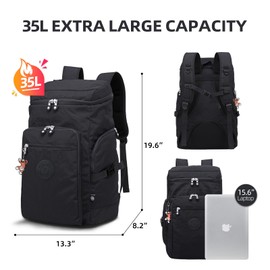 ANEW 35L Hiking Backpack, Mountaineering Backpack, Water -Resistant Outdoor Tactical Backpack, Commuter Backpack, Camping Backpack, Hiking Daypacks, Lagre Nylon Backpack for Men, Women (Black)