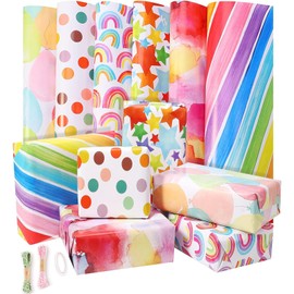 Wrapping Paper Multi-color Paper, 6 Sheets 70x50cm Birthday Wrapping Paper Recyclable Gift Wrap For Kids Boys Girls Women,Men,Female Birthday