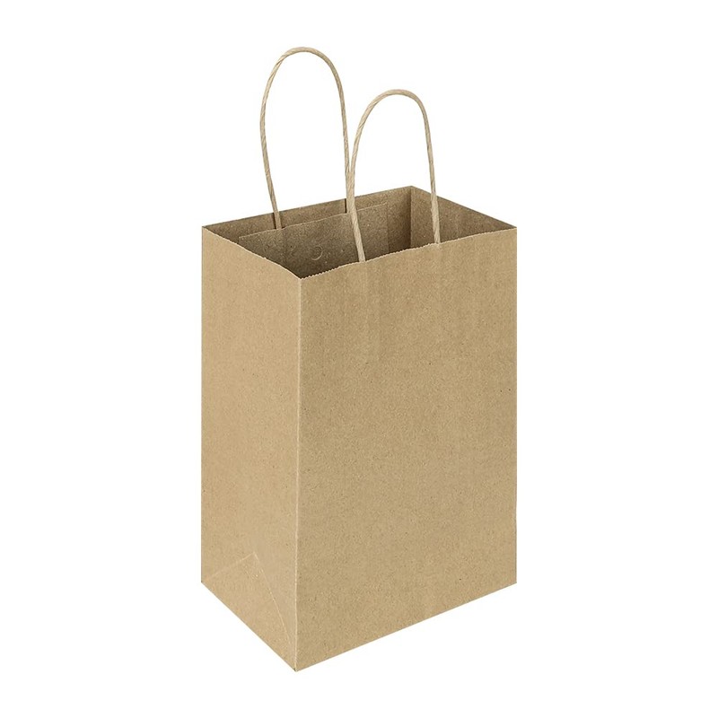 Oikss 100 Pack 5.25x3.25x8.25 Inch Small Plain Natural Kraft Paper