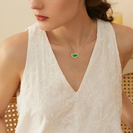 Gold Necklace Jewelry for Women - 14K Gold Plated Pendant with Adjustable Chain, Cubic Zirconia Necklace for Women Anniversary Presents for Her Birthday Girlfriend Mom Wife Valentine, 黄铜, No Gemstone