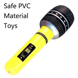 Inflatable Microphone for Kids, 4 Pack 25cm Inflatable Microphone Party Props for Christmas Birthday Stage Performance (Random Color)
