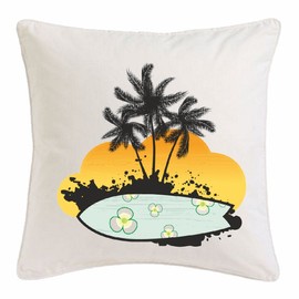 Reifen-Markt Paradise Surfing Beach Surfboard Longboard Surfing Waves Microfibre Cushion Cover 40 x 40 cm White