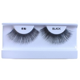 10 Pairs 100% Human Hair False Eyelashes Natural Black #80