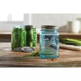Ball Aqua Vintage Regular Mouth Pint Glass Mason Jars, 16 oz, 4 Pack