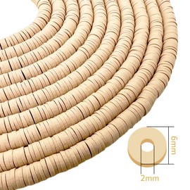 QiQnHngD 10 Strands Clay Bead, Heishi Beads for Bracelet Stack, Earth Tone Clay Beads for Adults, Flat Clay Beads Kit for Friendship Bracelets, Neutral Clay Beads Bracelet Making Kit(Warm Taupe)